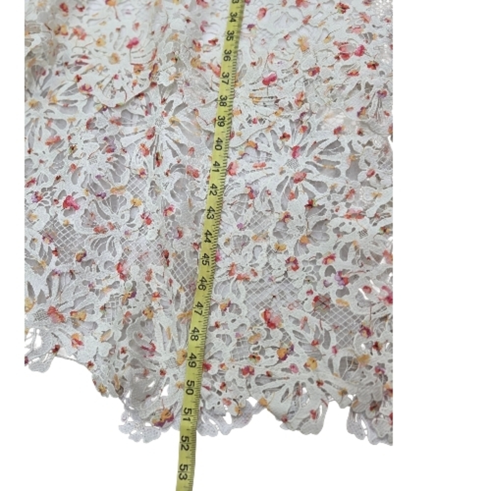 Monique Lhuillier White With Color Floral Tiered Midi Dress Summer Garden Events - Picture 14 of 17